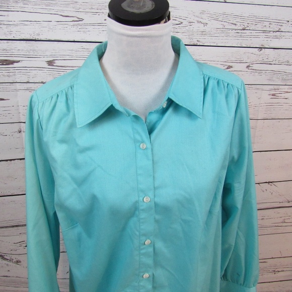 Avenue turquoise The Bedford herringbone top - Picture 2 of 5